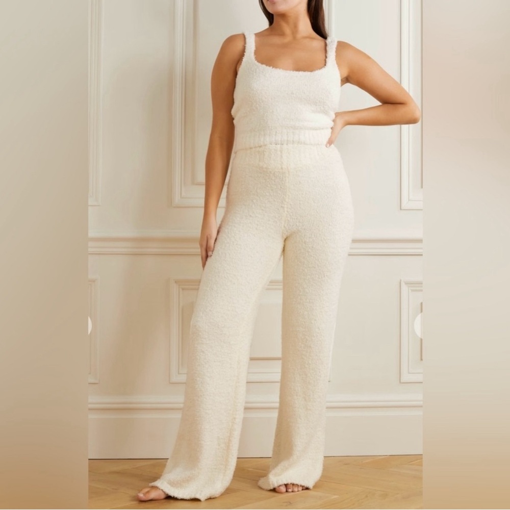 SKIMS Fuzzy Set Pants & Tank Cozy Knit Bone Off White Ivory Size L/XL